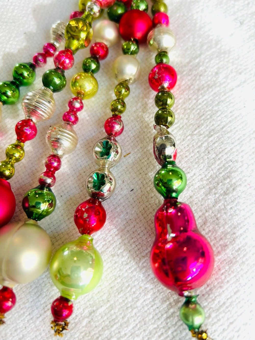 Vintage repurposed mercury glass garland bead icicle holiday Christmas ornaments - Picture 3 of 6